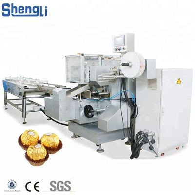 PLC-gesteuerte kundenspezifische Flow Wrap-Maschine für Schokoladenwaferkugel